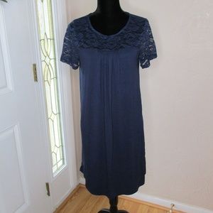 Riah Fashions Lace Yoke Shift Dress